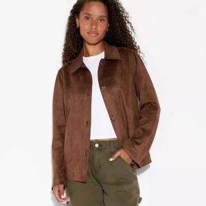 New Wild Fable Brown Faux Suede Jacket Coat Women's Small NWT